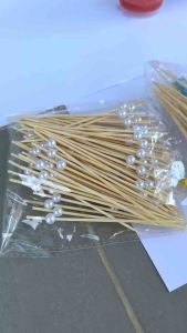 ไม้จิ้มตกแต่งอาหาร ไม้จิ้มค็อกเทล ชุด 50-100 ชิ้น ก้านยาว 12cm  หัวทรงผลไม้และทรงไข่มุก พร้อมส่งในไทย