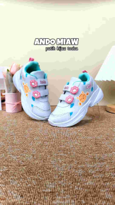 Sepatu Ando Miaw Velcro Perekat Putih Hijau Toska White Green Tosca