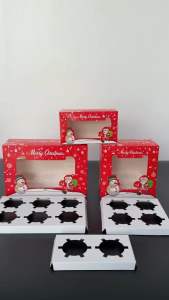 (10 PCS) Christmas Cupcake Pastry Box Bread Box With Removable Holes Gift Box T-shirt Box
