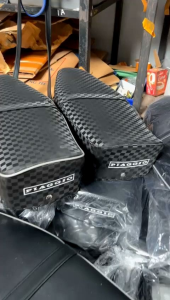 Jok Panjang Langsung Single Seat PIAGGIO Motif Catur Lis Abu & Hitam Vespa Largeframe PX Excel Exclusive Super Sprint Dsb Rangka Per Grade A Pakai Kuncian Bagus Murah Grosir Eceran