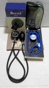Baxtel APG Black Aneroid Sphygmomanometer With Royal Blue Deluxe Stethoscope