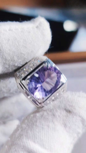 Natural Untreated Brazilian Amethyst 7 carat silver handmade ring