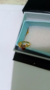 Cincin Nama Titanium Anti Karat Custom Lapis Emas Aksesoris Fashion