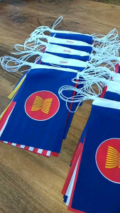 ธงสัญลักษณ์อาเซียนใหม่ 10 ประเทศ ผ้าโพลีเอสเตอร์พิมพ์ลายผืน 4.5 ม. สมุด 15x25 ซม. ที่อยู่ที่ ธงอาเซียน