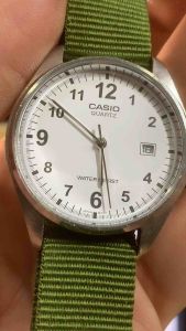 Đồng hồ nam CA$IO QUARTZ 1 lịch size365mm máy 1332 MTP-1175 kính đẹpkhung thép dây dù xanh quân đội bền đẹp phong cách thể thao