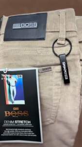 Celana Pria Corduroy Blue Stretch Original Boss Biru - Regular Fit Kordoray