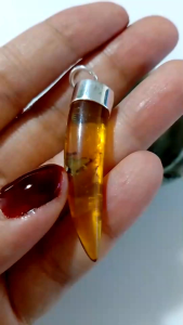 จี้เขี้ยวงาช้างอำพัน พม่าแท้หุ้มเงินแท้