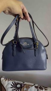 Preloved Authentic Mini Domed Satchel Peyton Leather Peacock Navy 2way