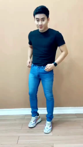 Celana Panjang Pria Denim Slim fit Bahan Ngaret Distro Warna Hitam Navy Biru Muda