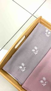 BELLIS BAWAL SULAM BIDANG 45 EMBROIDERY COTTON VOILE TUDUNG SQUARE MINIMALIST IMANI