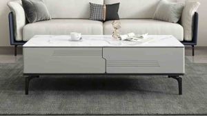 Bàn trà đơn Sofa phòng khách LUPUS cốt gỗ MDF phủ sơn bệt kết hợp mặt kính hoặc đá và chân kim loại sang trọng BT-10