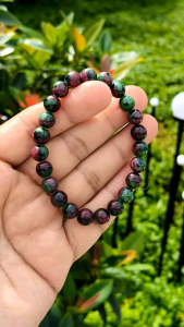 🦋 สร้อยหิน รูบี้ซอยไซต์ ( Ruby Zoisite ) สีสดสวยเเบบธรรมชาติ หรือมีอีกชื่อว่า Anyolite