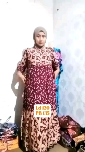 SECKDRESS MAURA JOMBO LD 120 | LONGDRES BAHAN RAYON ADEM & TEBAL | BUMIL & BUSUI BATIK CAP