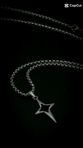 KALUNG TITANIUM SILVER RANTAI BULAT / JARANG LIONTIN BINTANG STYLISH STAR