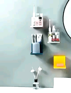 CHS136 洗手台置物架 (2pcs) Bathroom Rack Wall-mounted Punch-free Toilet Cup Bathroom Storage Sink Self-adhesive Hook