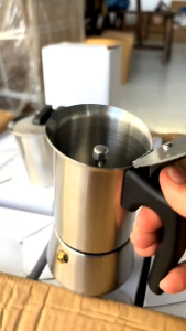 [ BPCF004 ] Bình pha caffe Moka Pot kiểu Ý ( Dùng cho tất cả các loại bếp đun ) Đủ size . Thép không gỉ . Dáng trụ .
