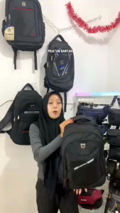 Tas Ransel Laptop Pria PEGE Mozho Tas Punggung Warna Hitam Model Simpel - PG 17