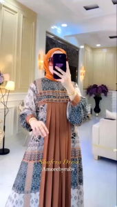 gamis motif Lionel Richie gamis elegan muslimah produk Amore by Ruby edisi shafera dress