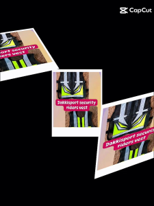 Dakkisport security riders vest with reflective strips and neon accents for visibility.