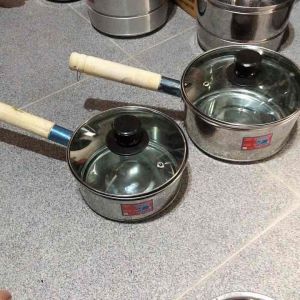TERBARU PROMO Panci Susu Stainles 18cm Tutup Kaca Handle Kayu MURAH CUCI GUDANG
