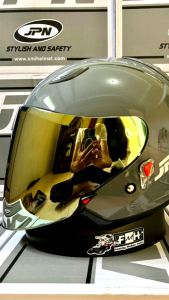 HELM JPN GALAXI WARNA GREY GLOSY PAKET GANTENG FLAT VISOR IRIDIUM NORISK