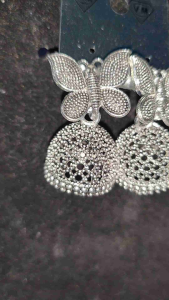 TSha Creationz Indian The Butterfly Jhumka Collection Handcrafted Oxidized Silver Earrings
