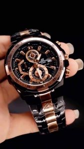 Jam Tangan Casio Edifice EFR 539 Black Rose Gold Stainless Steel