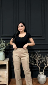 CELANA KARGO WANITA BAHAN MELAR ADEM