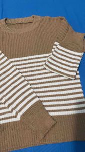 Switer rajut motif garis/bahan tebal/LD 110 Lengan panjang/Bahan Rajut