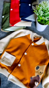 Jaket Basebal bayi 3-36bulan Hello Brown
