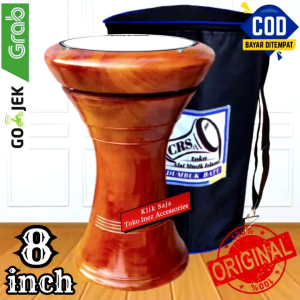 Drumbuk Atau Darbuka Kayu 8.inc Natural Rolling Warna Putih
