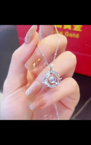 Ins Style Blue Jacaranda Bird Pendant Necklace - S999 Silver Niche Design Jewelry Gift for Wife & Mom新款蓝桉遇鸟项链Rantai Leher Wanita
