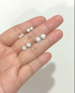 Kr silver ต่างหูเงินแท้ เพชรcz / ต่างหูแบบเสียบทับ