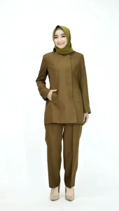 Seragam Pemda Guru Wanita PDH Coklat Tua wanita Seragam PNS Kheki Tua Celana Seragam ASN Pemda tua wanit Baju Dinas Coklat Tua Guru wanita/ blezer guru kheki tua