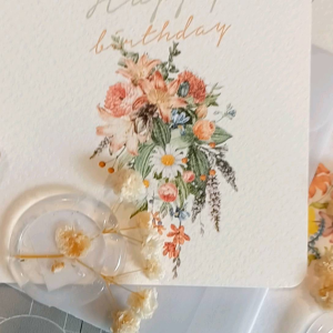 การ์ดอวยพร กระดาษปอนด์ ตราประทับครั่งดอกยิปโซขาว พร้อมซองกระดาษ เทศกาลต่างๆ