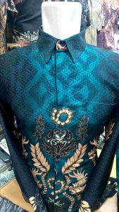 Kemeja Batik Pria Emerald Lengan panjang  couple ayah dan anak bahan dobby premium lapis furing