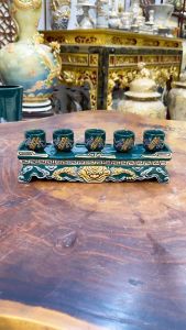 Bộ Kỷ Thờ Cúng Men Xanh Lục Bảo Bát Tràng Bộ chén nước thờ cúng Hàng Đắp Nổi Sứ Cao Cấp Bát Tràng