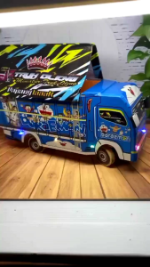 Promo Mainan Anak truk Oleng kayu Remote control DORAEMON Putih Terlaris  Lengkap Lampu Terpal