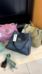 Jiman Bag Tas Qiana HandBag Tiga Ruang size 24x20cm ACC hitam