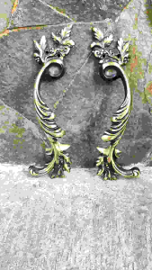 Handle Pintu Rumah Kuningan Motif Cakar Antik 28 cm 2 Pcs