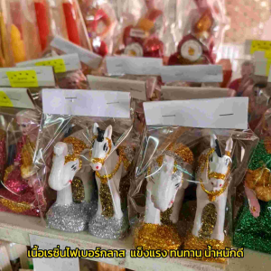 ตุ๊กตาตั้งศาลช้าง/ม้า (กากเพชร) ช้างม้าตั้งศาล ช้างม้า