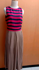 maxi longdress wanita merah hitam coksu MONEL cewek M L kutung santai