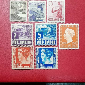 Prangko Ned Indie Kuno Jadul 8 pcs Campur UN USED