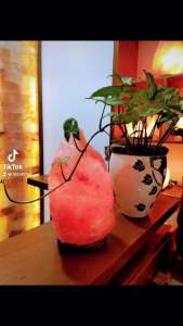 [3-4kg]Đèn đá muối Himalaya cao cấp nhập khẩu trực tiếp Pakistan đèn phong thủy tài lộc thanh lọc không khí