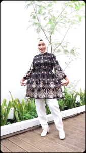 Blouse Plisket Wanita Corak Plisket Corak 2 Lapis 813