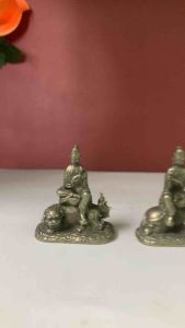 Bộ 2 tượng Văn thù Phổ hiền đồng trắng mini