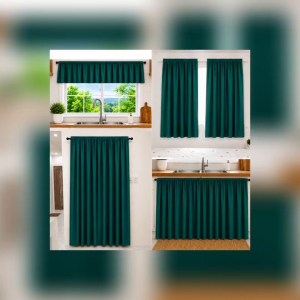 Amandas plain teal green curtain set for home decor door window sink valancer curtains. 7ft 6ft