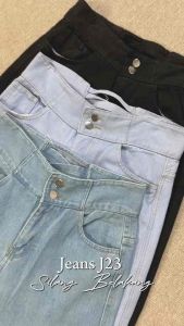 Celana Panjang Higwaist Korean Jeans J23 Belakang Silang Katun