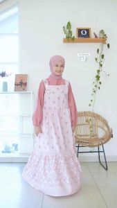 GD 953 954 Baju Setelan Anak Remaja Overall Katun Dress Pink Biru Zolla by Cutetrik