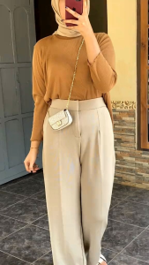 Cozie Knit Pants Highwaist Premium Cullote Loose Pants Petite Friendly